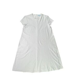 J McLaughlin Catalina Cloth Dress Large White Jacquard Short Sleeve A-line 36"